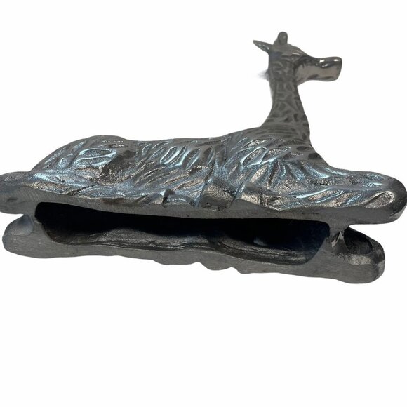 Giraffe Metal Sculpture Pewter Silver Textured - Picture 6 of 6